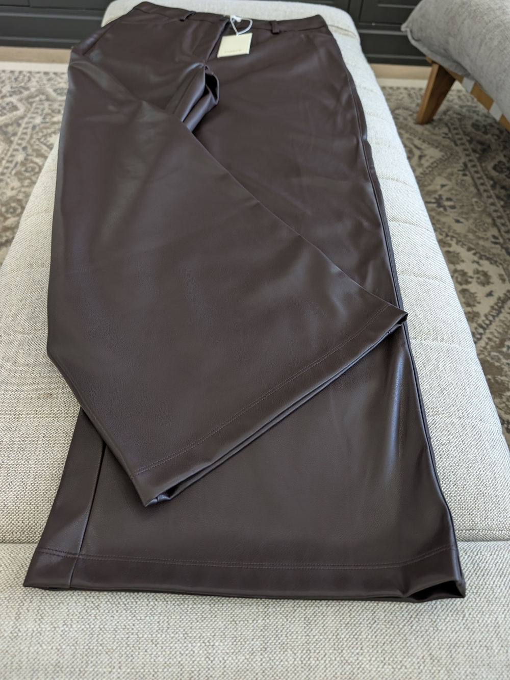 ​Parker Dark Brown Faux Leather Wide Leg Pants Size 8 NWT - Picture 6 of 15